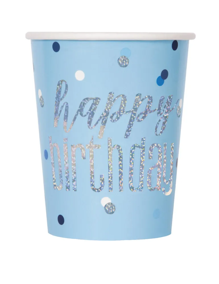 Kopper - "Happy Birthday" - Blå og Sølv