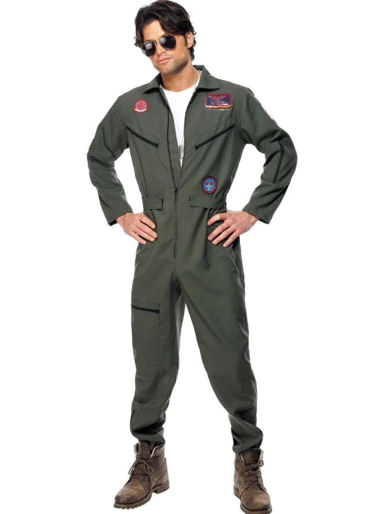 Kostyme - Top Gun Jagerflypilot - Grønn