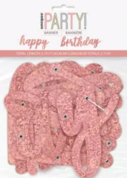 Leddbanner - "Happy Birthday" - Rosegull