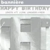 Leddbanner - "Happy Birthday" - Sølv
