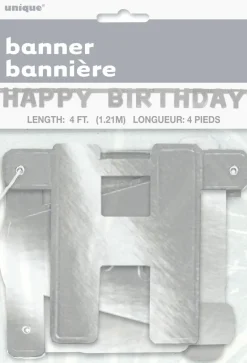 Leddbanner - "Happy Birthday" - Sølv
