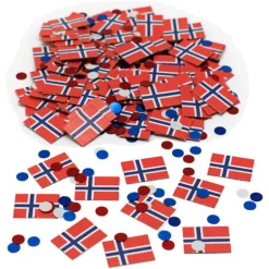 Norske flagg og rund foliekonfetti