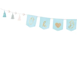 "Oh Baby" banner m/tassels - Lys Blå