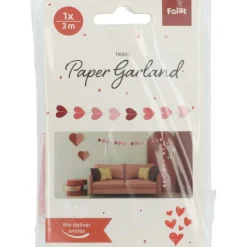 Papirgirlander hjerter - Rød, Rosa, hvit