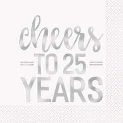 Papirservietter - Hurra for 25 År - Sølv
