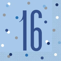 Papirservietter - 16 År - Blå & Sølv