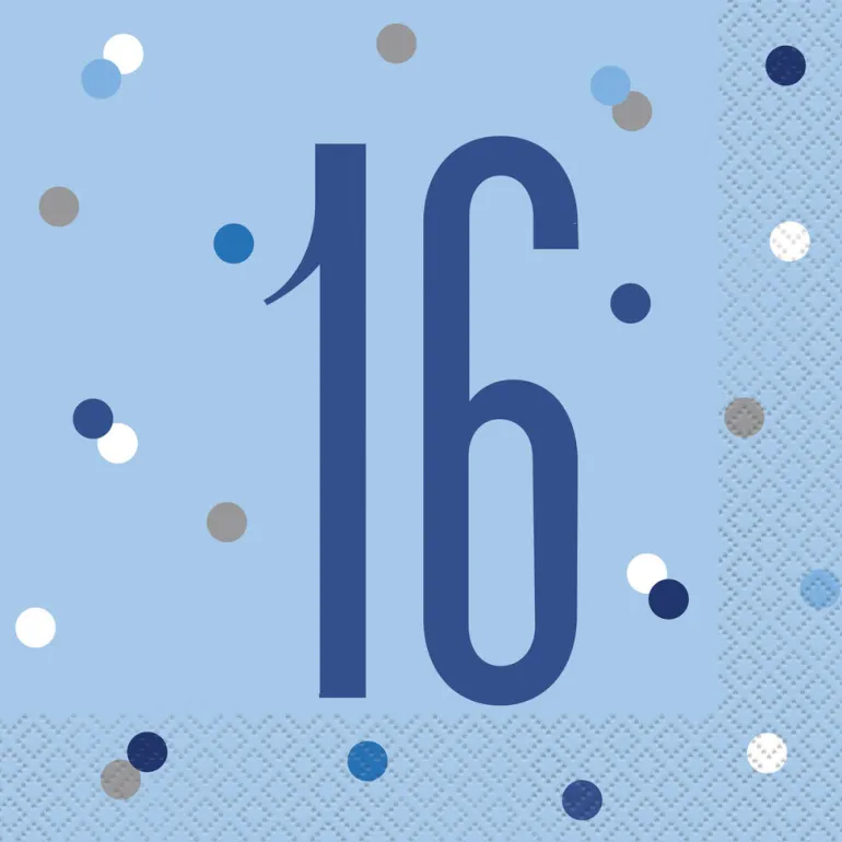Papirservietter - 16 År - Blå & Sølv