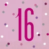 Papirservietter - 16 År - Rosa & Sølv