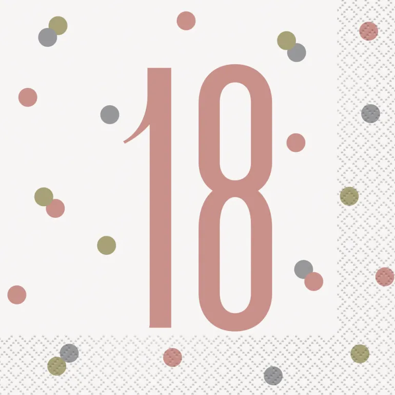Papirservietter - 18 År - Rosegull