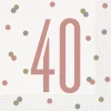 Papirservietter - 40 År - Rosegull