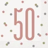 Papirservietter - 50 År - Rosegull