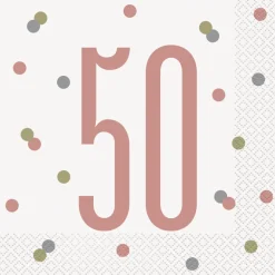 Papirservietter - 50 År - Rosegull