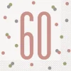 Papirservietter - 60 År - Rosegull