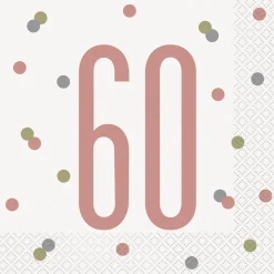 Papirservietter - 60 År - Rosegull