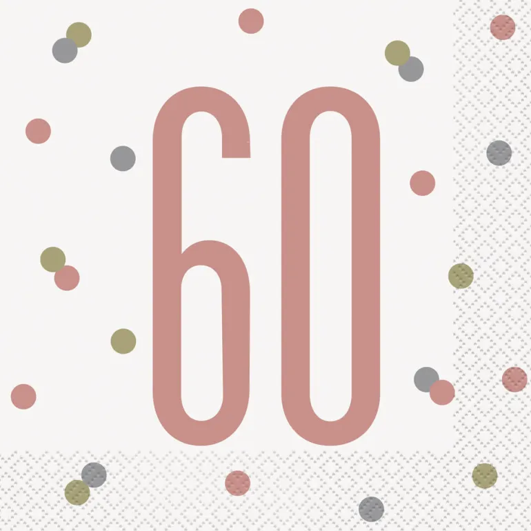 Papirservietter - 60 År - Rosegull