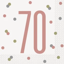 Papirservietter - 70 År - Rosegull