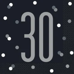 Papirservietter - 30 År - Sort & Sølv