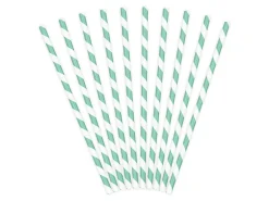 Papirsugerør - Striper - Lys Turkis