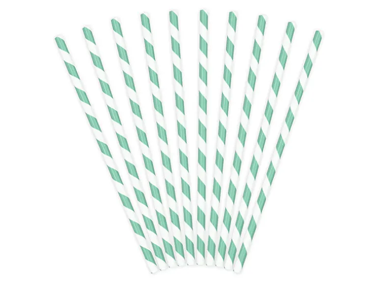 Papirsugerør - Striper - Lys Turkis