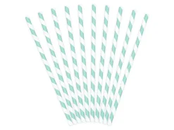 Papirsugerør - Striper - Lys Turkis