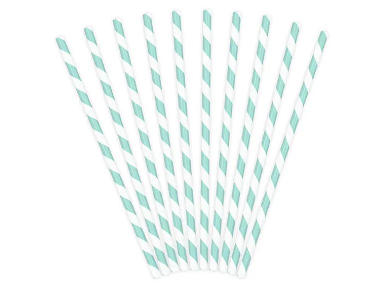 Papirsugerør - Striper - Lys Turkis