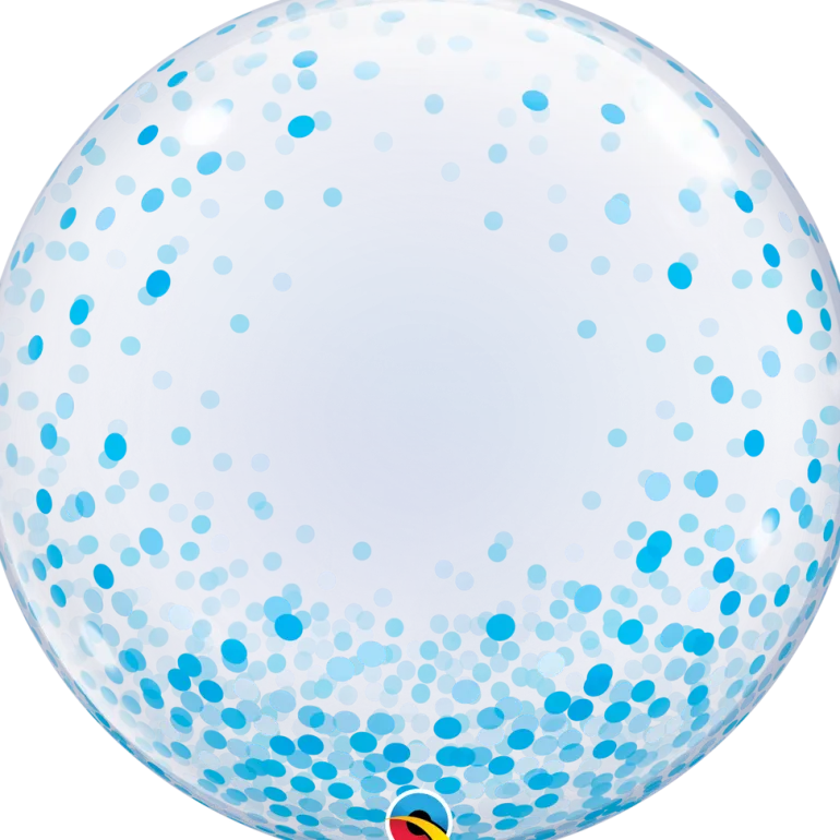 Premium Bubbleballong - Blå Konfetti