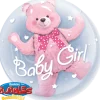Premium Bubbleballong - Rosa Teddy