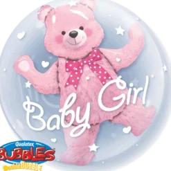 Premium Bubbleballong - Rosa Teddy