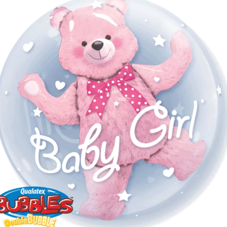 Premium Bubbleballong - Rosa Teddy