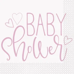 Servietter - Baby Shower Pink Hearts