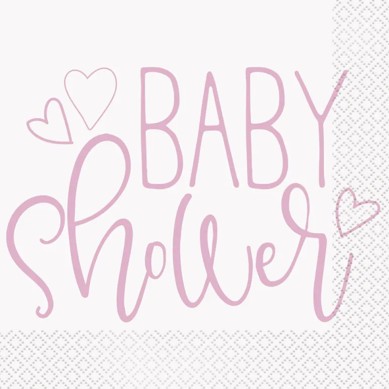 Servietter - Baby Shower Pink Hearts