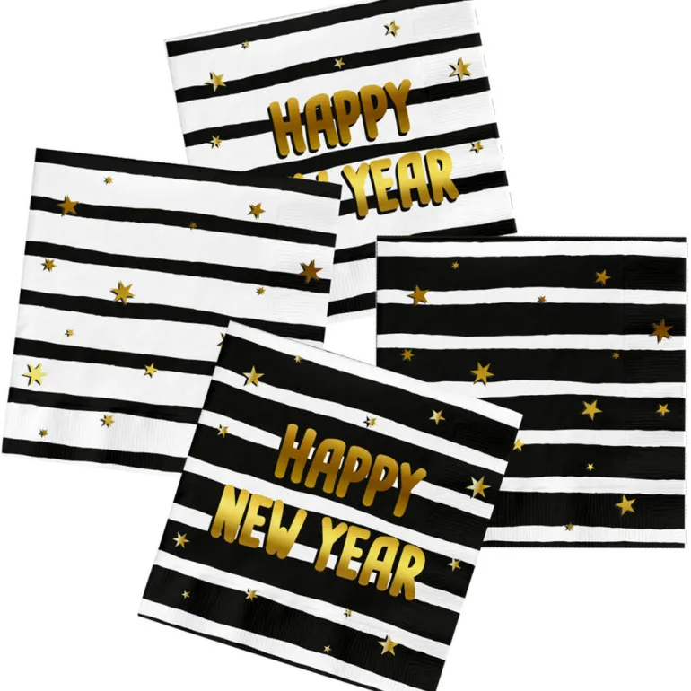 Servietter - Black & Goldt HNY