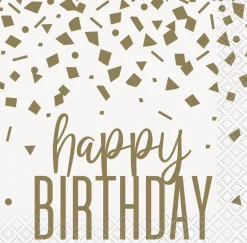 Servietter - Konfetti - "Happy Birthday"