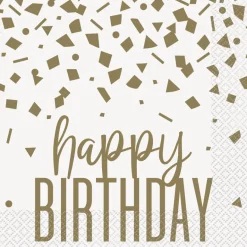 Servietter - Konfetti - "Happy Birthday"