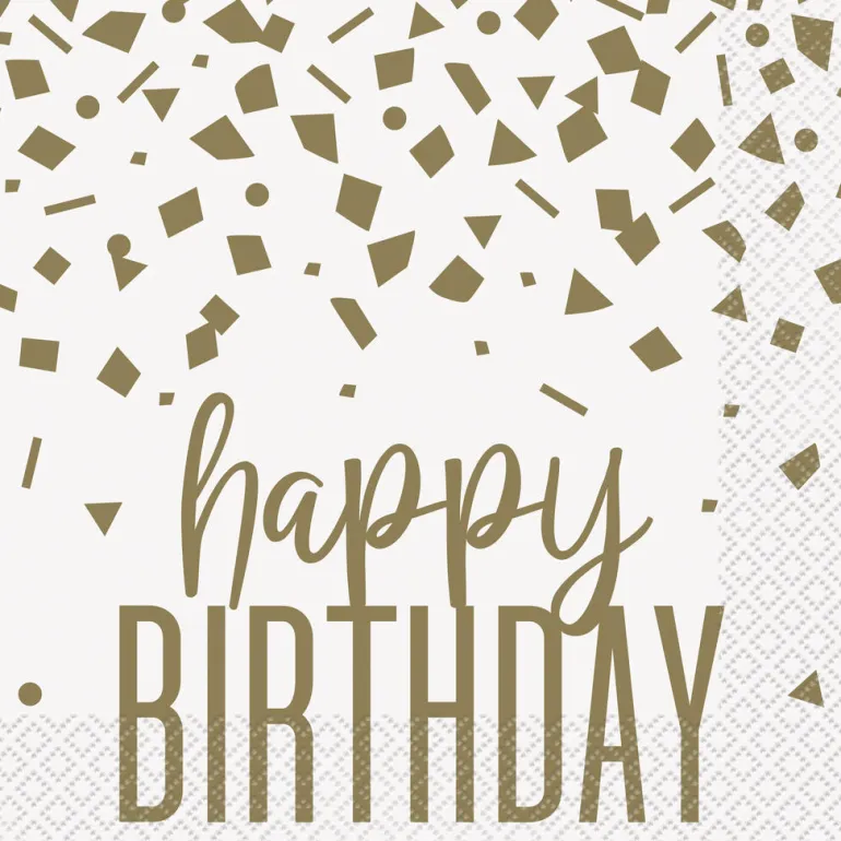 Servietter - Konfetti - "Happy Birthday"