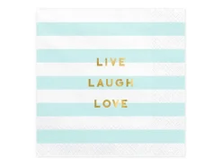 Servietter - "Live Laugh Love" - Lys Blå