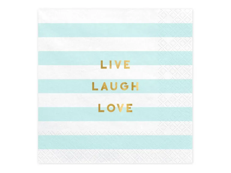 Servietter - "Live Laugh Love" - Lys Blå