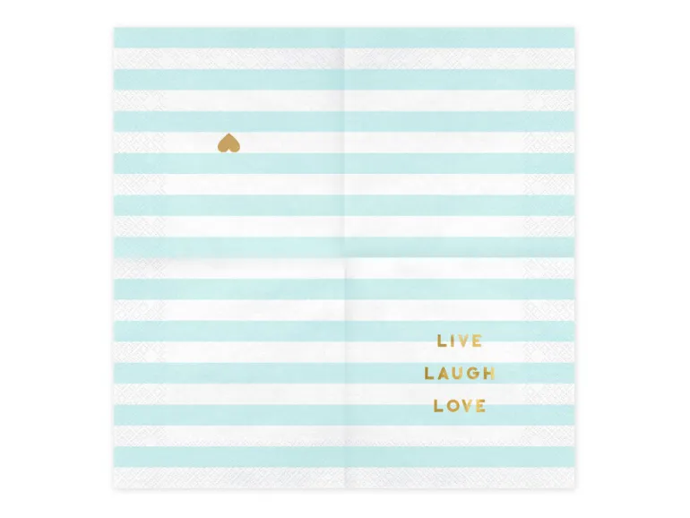 Servietter - "Live Laugh Love" - Lys Blå