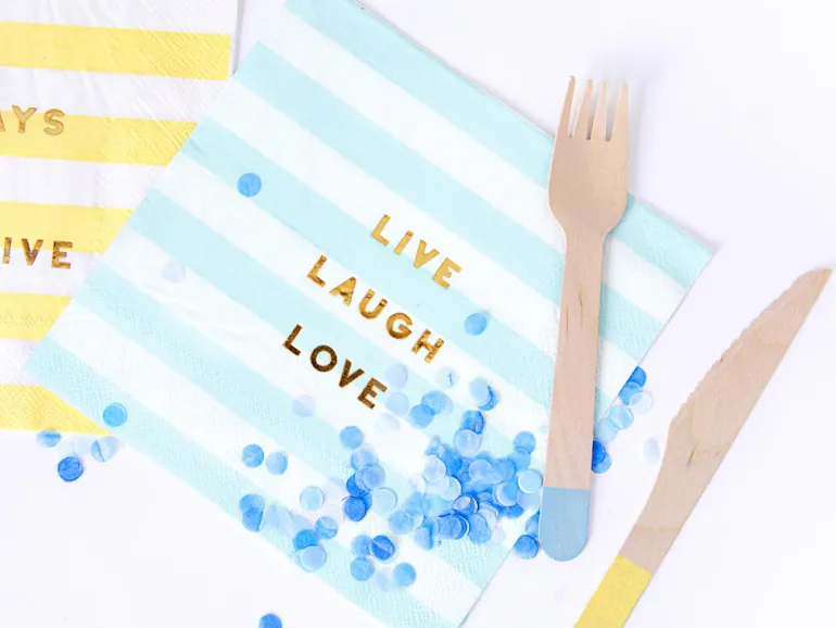 Servietter - "Live Laugh Love" - Lys Blå