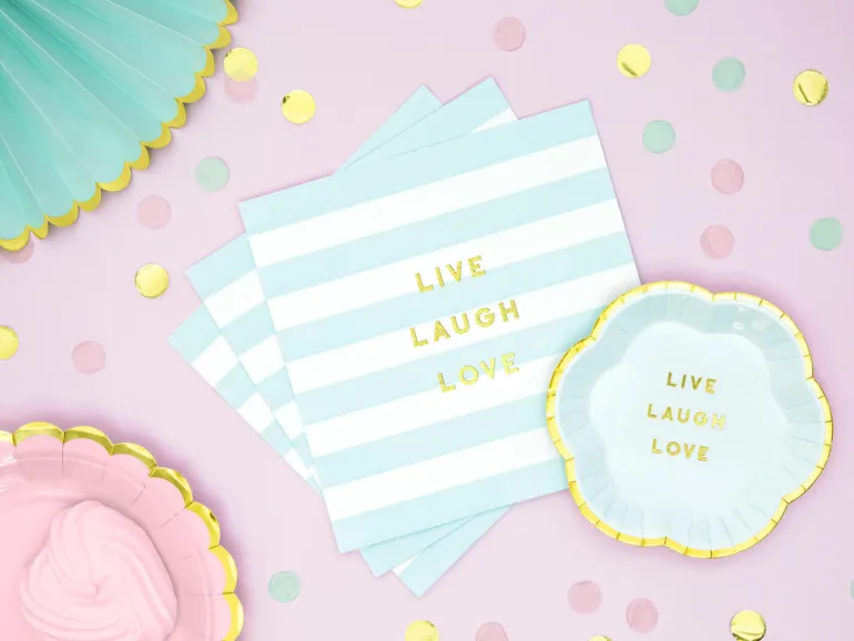 Servietter - "Live Laugh Love" - Lys Blå
