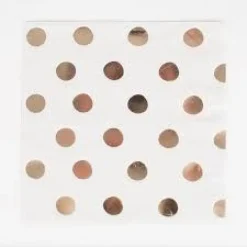 Servietter - Metallic Gull - Polka Dots