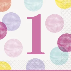Servietter - Rosa Dots - Første Bursdag