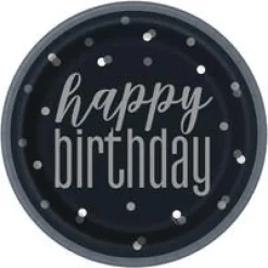 Sort & Sølv Glitz - "Happy Birthday"