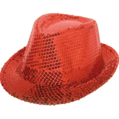 Trilby Hatt - Paljetter Deluxe Rød