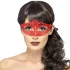 Øyemaske med broderte blonder - Rød